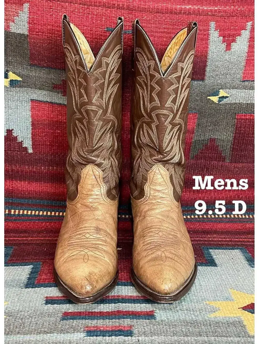 Men's Vintage Made in USA Nocona 2-tone Leather Cowboy Western Boots sz 9.5